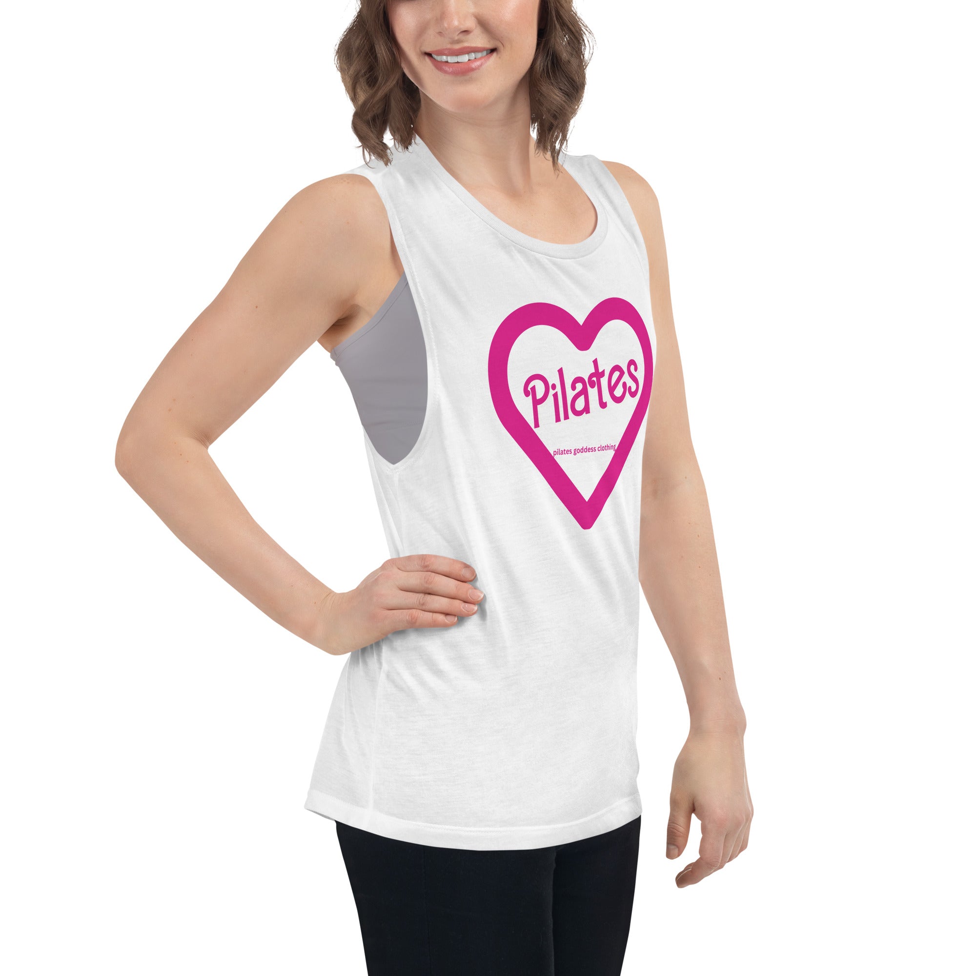 Pink Pilates Heart Ladies' Muscle Tank